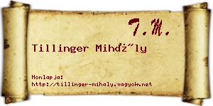 Tillinger Mihály névjegykártya